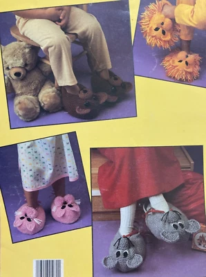 Animal Slippers Crochet Pattern Booklet Rare 8 designs, 3 sizes children’s S M L - Image 1 of 2
