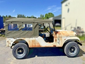 Soft Top For Willys Jeep CJ6 with Frame - Olive Green/Grey/Black - Picture 1 of 11