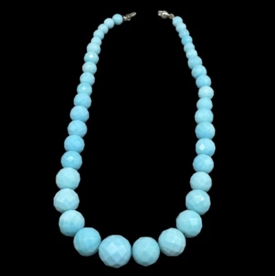 Collana di perle avventurina briolè celesti argento 925 donna girocollo vintage. - Immagine 1 di 4