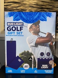 Bud Light Golf Gift Set W/Bluetooth Speaker, Club Towel, 20 Golf Fees, 2 Balls - Picture 1 of 9