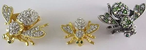 JOAN RIVERS IRIDESCENT AURORA CRYSTAL,ORIGINAL,& CLEAR CRYSTAL BEE PIN SET 19.2G - Picture 1 of 1