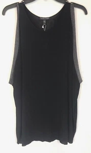 Top sin mangas Eileen Fisher M negro arrugado brillo nuevo con etiquetas $198 para mujer - Imagen 1 de 10