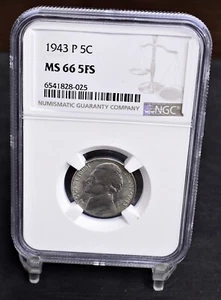 1943-P Jefferson Nickel - NGC MS66 5FS (#45755) - Picture 1 of 12