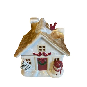 St Nicholas Square “Winter Wishes” Cookie Jar Snowman Red Cardinals Cookie Jar  - Picture 1 of 10
