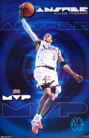 Allen Iverson THE ANSWER 2001 NBA MVP Philadelphia 76ers Costacos 22x34 POSTER Cover