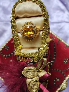 Gold Plated Filled Citrine Ring Sz 6 Marked 14k - Picture 1 of 24