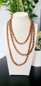 Collar largo ámbar marrón dorado facetado cuentas - Imagen 1 de 7