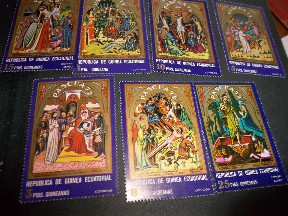 set de 7 PINTURAS PASCUA GUINEA ECUATORIAL Foto 1 de 1