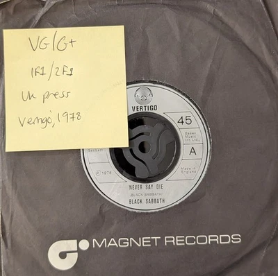 Black Sabbath Never Say Die Vinyl Record VG/G+ SAB001 1978 - Image 1 of 2