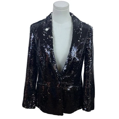 Inc International Concepts 女式黑色亮片西装外套正装夹克,尺寸 S — 第 1/4 张图片