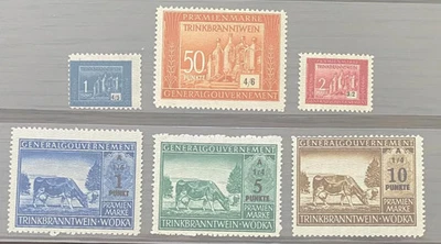 POLAND  1943-1944  Set 6 Punkt (Wodka) Generalgouvernment WWII - Image 1 of 2