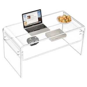 Mesa de Centro Acrílico Rectangular Acrílico Mesa Auxiliar Mueble, Moderna Grande Transparente - Imagen 1 de 8