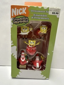 NEW 2004 NICKELODEON SPONGEBOB CHRISTMAS MINI ORNAMENT SET OF 5 - Picture 1 of 3