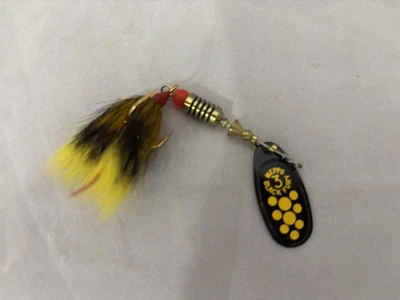 Mepps Black Fury #3 Spinner punto amarillo rojo y cola negra amarilla Foto 1 de 3