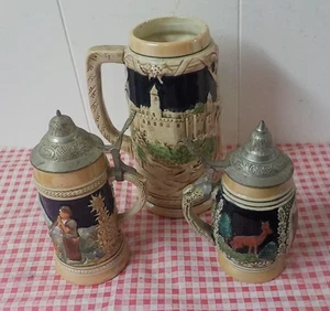 3 Vintage Beer Steins 2 West Germany 1 Japan - Picture 1 of 10
