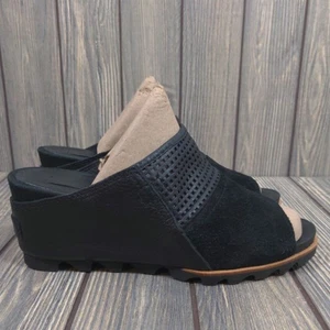 Sorel Damen-Sandalen Leder Wildleder schwarz Keilabsatz zehenfrei Größe 9  - Bild 1 von 11