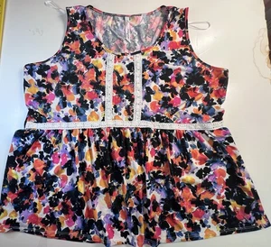 NY Collection Damen Gr. 2X ärmelloses Top Bluse geblümt - Bild 1 von 9