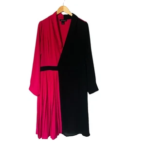 Ashley Stewart Color Block Plissee Langarm Kleid Größe 16 Rosa Schwarz - Bild 1 von 8