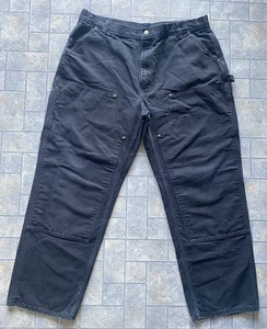 Carhartt B01 BLK Men’s Black 42x32 Made In USA Double Knee Pants - Picture 1 of 17