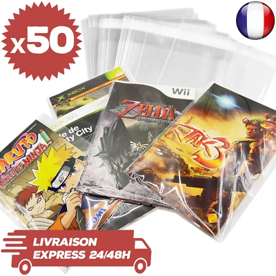 RETRO GAME CENTER 50 Protections Sachet Pochette Refermable Notice Jeux PS2 Wii Game Cube Xbox PC