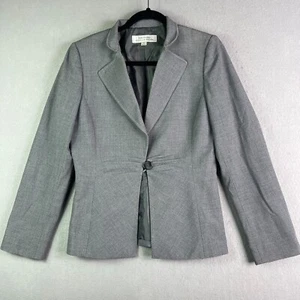 Tahari ASL Blazer Damen 6 grau Strick Einknopf gefüttert Jacke Büro Karriere - Bild 1 von 20
