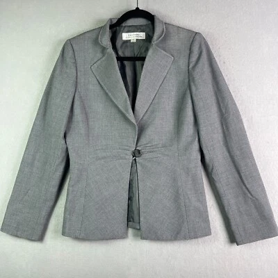 Blazer Tahari ASL Mujer 6 Gris Tejido Un Botón Forrado Chaqueta Oficina Carrera Foto 1 de 4