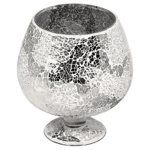 Mosaic Glass Mirrored Hurricane Vase Home Decor - Picture 1 of 1