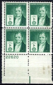 SC# 889 MNH-1940 Famous American Inventors - 1¢ Stephen Collins Foster - PB of 4 - Picture 1 of 1