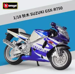 1:18 Bburago Suzuki GSX R750 Motorcycle Bike Model New in Box - Picture 1 of 6