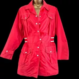 Vintage Rain Jacket L Snap Front Nylon Jacket Racing Biker Gold Label Originals - Picture 1 of 11