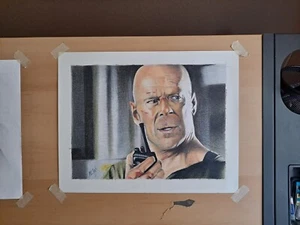 Original 11x14 Inch Colored Pencil Drawing Of Bruce Willis/John McClain - Picture 1 of 1