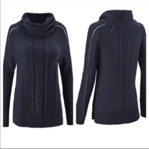 Cabi Damen Pullover Zopfmuster Wasserfallausschnitt blau Größe Small Stil 3168 - Bild 1 von 5