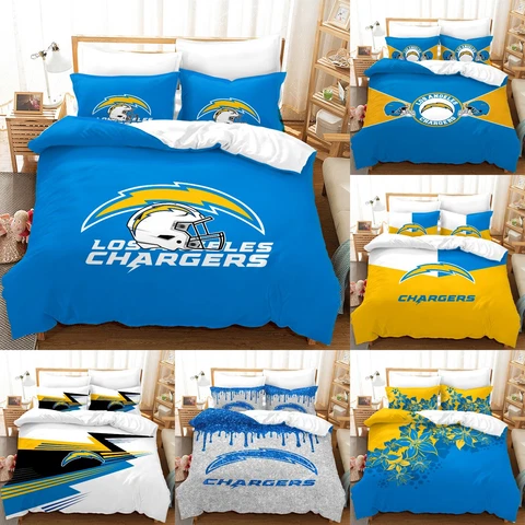 Los Angeles Chargers 3 Piece Duvet Cover Set Pillowcase Cotton Blend Bedding Set Cover
