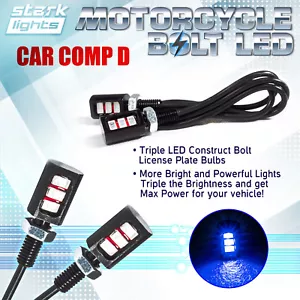 2PCS Motorcycle Screw 3-SMD LED Bolt Lamp Car License Plate Light - BLUE 10K (D) - Foto 1 di 4