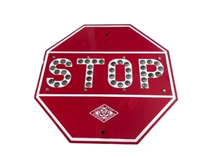 VINTAGE Porcelain REFELCTORS Stop Sign CALIFORNIA STATE AUTOMOBILE ASSOCIATION - Picture 1 of 7