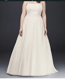 Chiffon A-Line Wedding dress with Beads. David’s bridal Size 20 Plus Size - Picture 1 of 8