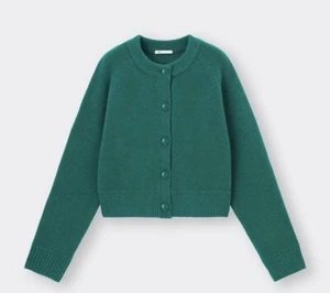 Crew Neck Green Cardigan Short Cardigan for women jacket Outerwear Lightweight - Picture 1 of 6