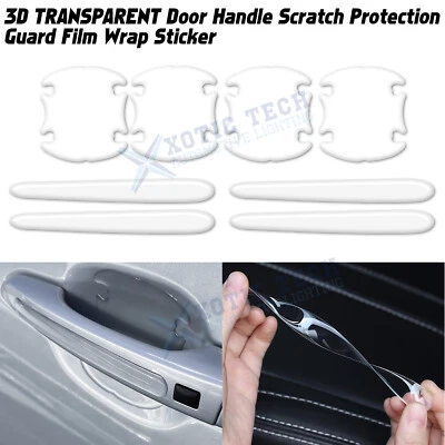 8x Clear Transparent Door Handle Bowl Strip Decals Guard Film Universal for Car - Image 1 of 4