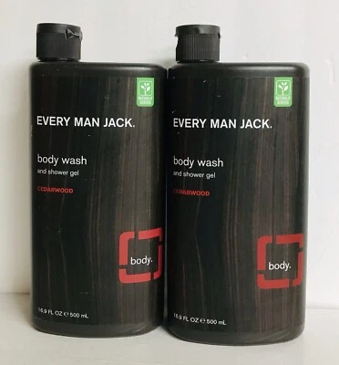 2 Bottles Every Man Jack ~ Cedarwood Body Wash & Shower Gel 16.9 fl oz Each - Image 1 of 2