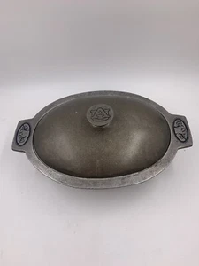 AUBURN UNIVERSITY Gourmet Grill Oval Chili Roaster Pot Lid Wilton Armetale RARE - Picture 1 of 12