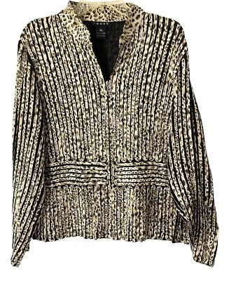 Chaqueta Weavz Mujer XL Mangas Largas Diseño Cinta Dorado Sedoso Animal Estampado Nueva Sin Etiquetas Foto 1 de 4