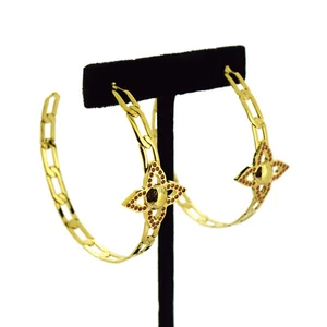 LOUIS VUITTON kreolischer Flower Power Strass Reifen Ohrring Gold Damen Acc... - Bild 1 von 5