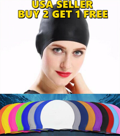 Gorro de natación para hombres y mujeres, gorras de natación de silicona  para cabello largo