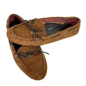 Etienne Aigner braune Leder-Wildleder-Mokassin-Fahrschuhe Damen Gr. 9,5 m gewebt - Bild 1 von 11