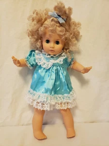 Eugene Doll Co Toddler Doll 400-61740 Blonde Curly Blue Eyes 18" - Picture 1 of 7