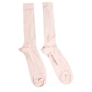 DOLCE & GABBANA Socks Ivory Cotton Stretch Logo Over Calf Unisex s. Tag L 120usd - Picture 1 of 4
