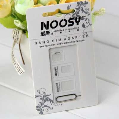 Adaptador de tarjeta SIM Noosy (Nano / MicroSim) blanco + Abridor Sim - Imagen 1 de 2