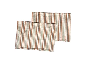 Coppia federe a righe Beddys arancione marrone beige marrone cotone biancheria da letto lusso 2 - Foto 1 di 5