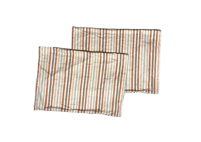 Coppia federe a righe Beddys arancione marrone beige marrone cotone biancheria da letto lusso 2 - Immagine 1 di 4