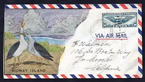 US HAWAII 1941 MIDWAY ISLAND MARINE BASE FORCE CANCEL TYING 30c AIR MAIL COVER - Picture 1 of 2
